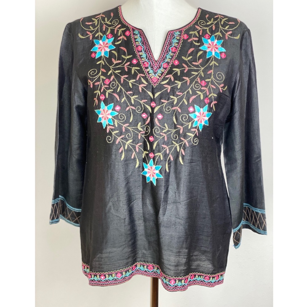 Beautifully Embroidered Linen/Silk Blend Tunic